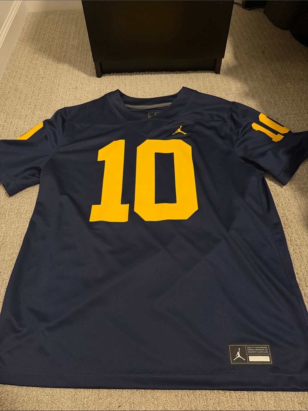 Jordan Navy and Yellow Number 10 Athletic Jersey